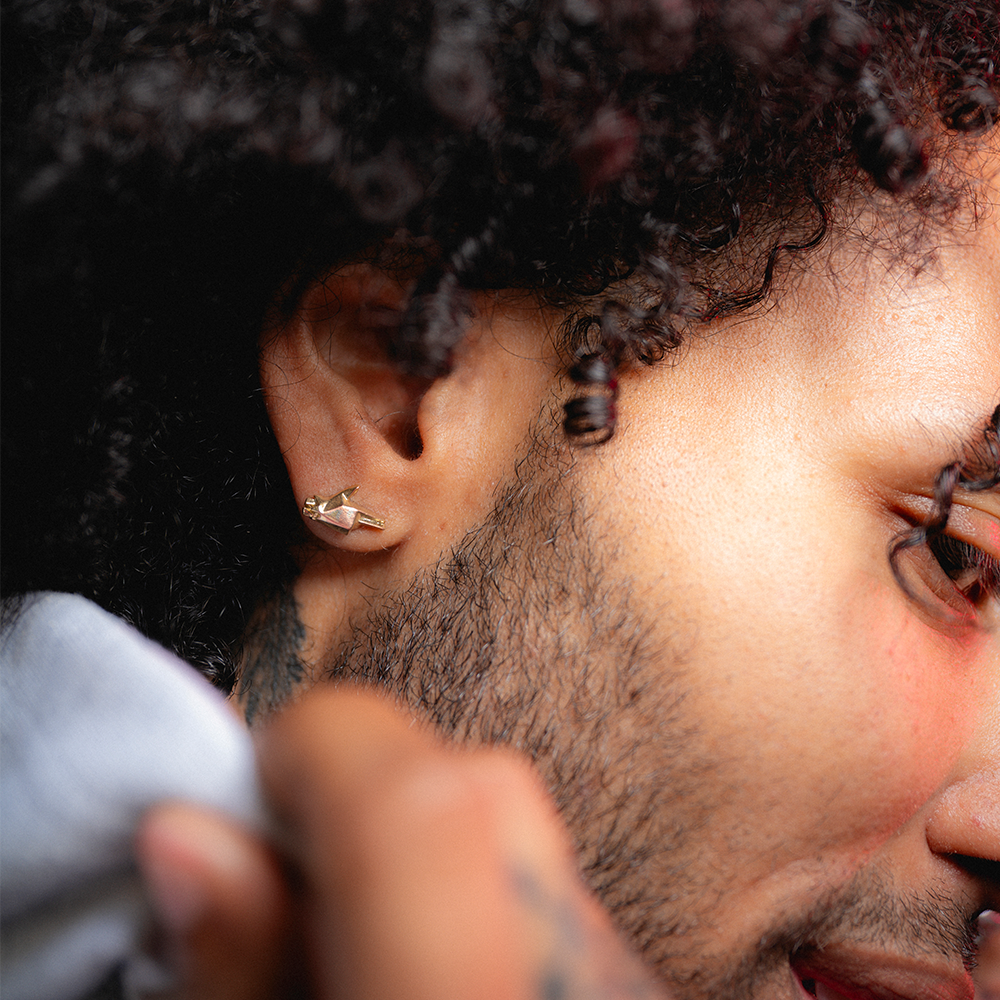’STAY GOLD’ PISTOL &amp; FIST EARRING SET